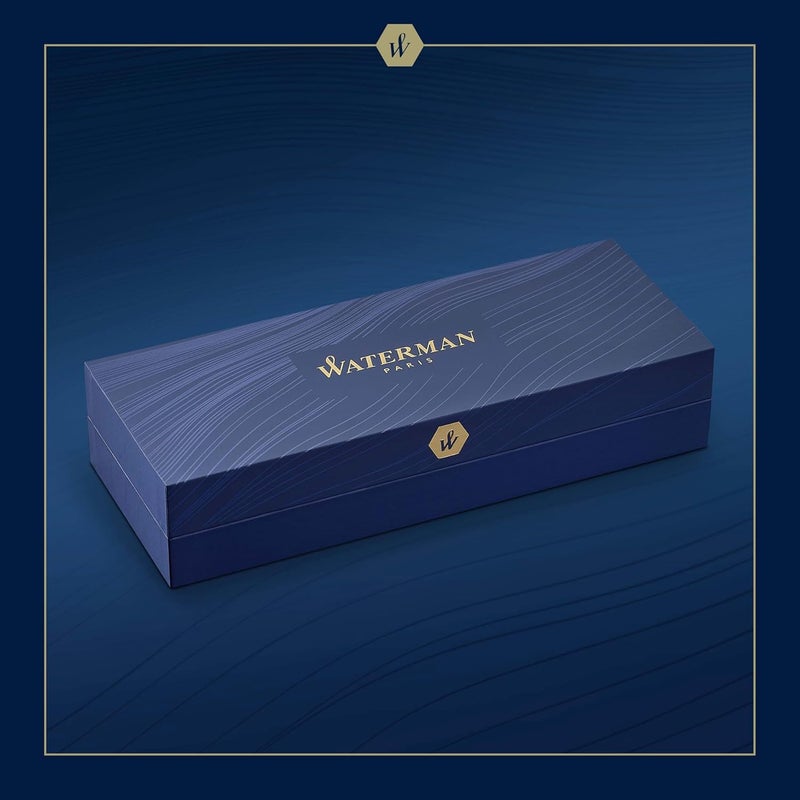 Waterman Hémisphère Ballpoint Pen - Metal & Blue Lacquer with Chiselled Cap - Gift Box - Image 5